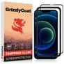 GrizzlyCoat Easy Fit iPhone 13 Verre trempé Protection d'écran - Compatible Coque + Cadre d'installation - Noir