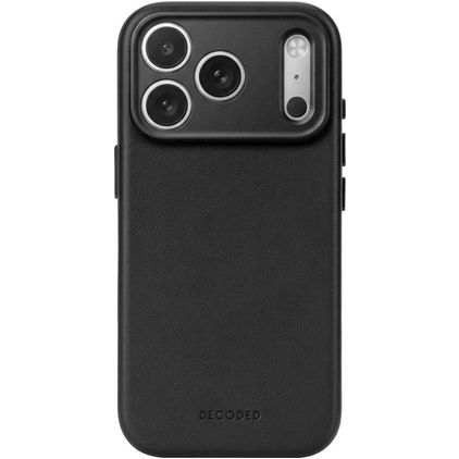 Decoded Coque iPhone 18 Pro MagSafe Coque arrière en Cuir Véritable Anti-Chocs - Noir