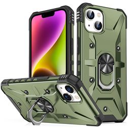 Mobigear Armor Ring Coque iPhone 14 Plus Coque arrière Rigide Anti-Chocs avec Anneau-Support - Vert