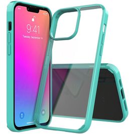 Mobigear Crystal Coque iPhone 13 Pro Max Coque arrière Rigide - Transparent / Turquoise