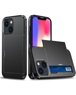 Mobigear Card Coque iPhone 15 Coque arrière Rigide Anti-Chocs avec Porte-Cartes - Noir