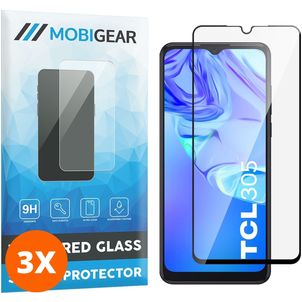 Mobigear Premium TCL 305 Verre trempé Protection d'écran - Compatible Coque - Noir (Lot de 3)