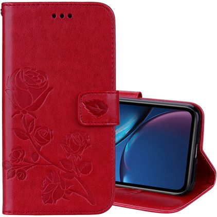 Mobigear Roses Housse iPhone XR Etui Porte-Monnaie - Rouge