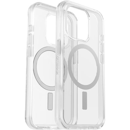 OtterBox Symmetry Plus Coque Transparente iPhone 15 Pro MagSafe Coque arrière Rigide Anti-Chocs - Transparent