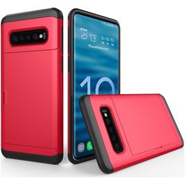 Mobigear Card Coque Samsung Galaxy S10 Plus Coque arrière Rigide Anti-Chocs avec Porte-Cartes - Rouge Mobigear Card Coque Samsung Galaxy S10 Plus Coque arrière Rigide Anti-Chocs avec Porte-Cartes - Rouge