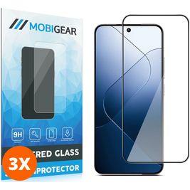 Mobigear Premium Xiaomi 14 Verre trempé Protection d'écran - Compatible Coque - Noir (Lot de 3)