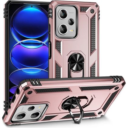 Mobigear Armor Ring Coque Xiaomi Redmi Note 12 Pro Plus Coque arrière Rigide Anti-Chocs avec Anneau-Support - Rose doré