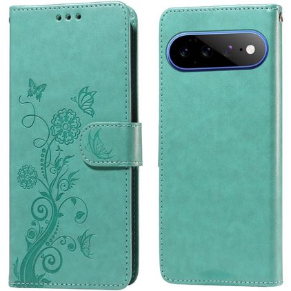 Mobigear Flowers Housse Google Pixel 11 Pro XL Etui Porte-Monnaie - Vert