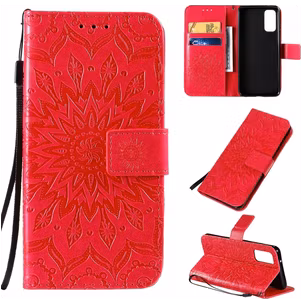 Mobigear Sunflower Housse Samsung Galaxy S20 Etui Porte-Monnaie - Rouge