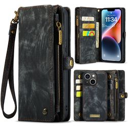 Caseme 008 Housse iPhone 15 Plus Etui avec Coque Détachable Porte-Monnaie - Noir