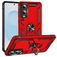 Mobigear Armor Ring Coque Samsung Galaxy S25 Edge Coque arrière Rigide Anti-Chocs avec Anneau-Support - Rouge