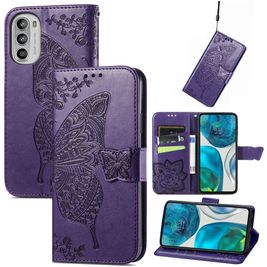 Mobigear Butterfly Housse Motorola Moto G52 Etui Porte-Monnaie - Violet