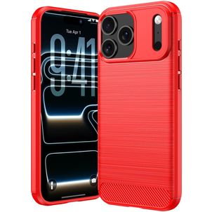 Mobigear Brushed Slim Coque iPhone 18 Pro Max Coque arrière en TPU Souple - Rouge