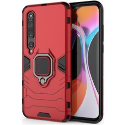Mobigear Armor Ring Coque Xiaomi Mi 10 Coque arrière Rigide Anti-Chocs avec Anneau-Support - Rouge