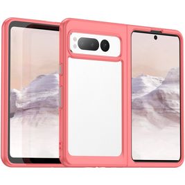 Mobigear Crystal Coque Google Pixel Fold Coque arrière Rigide - Transparent / Rouge