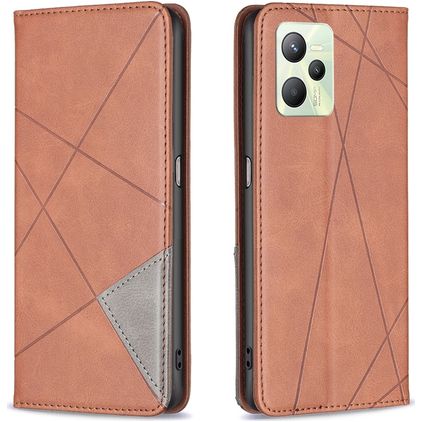 Mobigear Rhombus Slim Realme C35 Étui - Marron