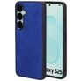 Mobiparts Classic Coque Samsung Galaxy S25 MagSafe Coque arrière en TPU,Similicuir - Sapphire Blue