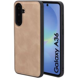 Mobiparts Classic Coque Samsung Galaxy A36 MagSafe Coque arrière en TPU,Similicuir - Moonstone Beige