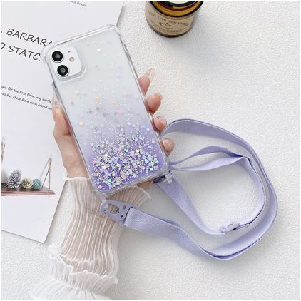 Mobigear Lanyard iPhone 13 Pro Max Coque avec cordon en TPU Souple - Violet