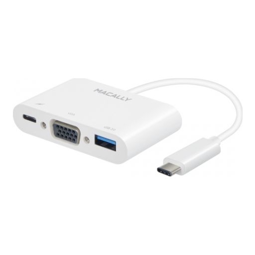 Macally UCVGA - Hub USB-C vers USB-A / USB-C / VGA - Blanc