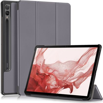 Mobigear Tri-Fold Samsung Galaxy Tab S9 Plus Étui + Porte-stylet - Gris