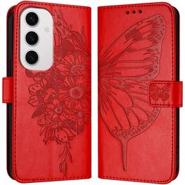 Mobigear Butterfly Housse Samsung Galaxy S24 FE Etui Porte-Monnaie - Rouge