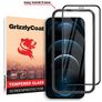 GrizzlyCoat Easy Fit iPhone 12 Pro Max Verre trempé Protection d'écran - Compatible Coque + Cadre d'installation - Noir