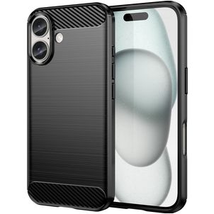 Mobigear Brushed Slim Coque iPhone 16 Plus Coque arrière en TPU Souple - Noir