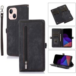 Mobigear Zipper Housse iPhone 14 Etui Porte-Monnaie - Noir