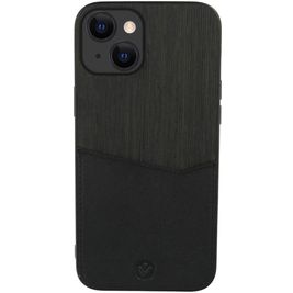 Valenta Card Slot Coque iPhone 13 Coque arrière en Cuir Véritable avec Porte-Cartes - Noir