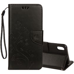 Mobigear Flowers Housse iPhone XR Etui Porte-Monnaie - Noir