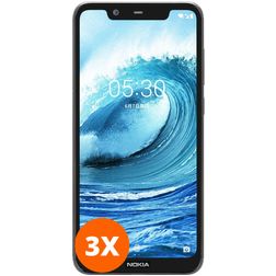 Mobigear Premium Nokia 5.1 Plus Verre trempé Protection d'écran - Compatible Coque - Noir (Lot de 3)