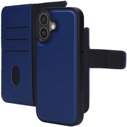 Mobiparts Housse iPhone 17 Etui avec Coque Détachable en Cuir Véritable Porte-Monnaie - Bleu
