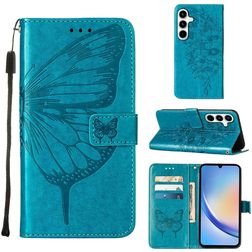 Mobigear Butterfly Housse Samsung Galaxy A35 Etui Porte-Monnaie - Bleu
