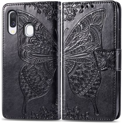 Mobigear Butterfly Samsung Galaxy A40 Étui Portefeuille - Noir