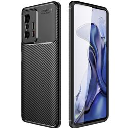Mobigear Brushed Slim Coque Xiaomi 11T Pro Coque arrière en TPU Souple - Noir