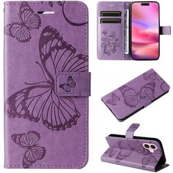 Mobigear Butterfly Housse iPhone 16 Etui Porte-Monnaie - Violet