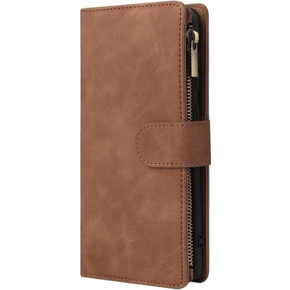 Mobigear Zipper Housse Samsung Galaxy A71 Etui Porte-Monnaie - Marron