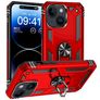 Mobigear Armor Ring Coque iPhone 15 Plus Coque arrière Rigide Anti-Chocs avec Anneau-Support - Rouge
