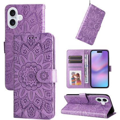 Mobigear Sunflower Housse iPhone 17 Etui Porte-Monnaie - Violet