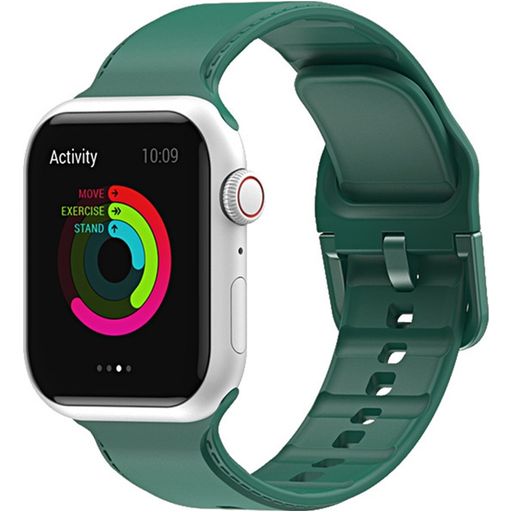 Mobigear Dashed Bracelet Silicone Apple Watch Fermeture boucle ardillon - 42/41/40/38 mm - Vert