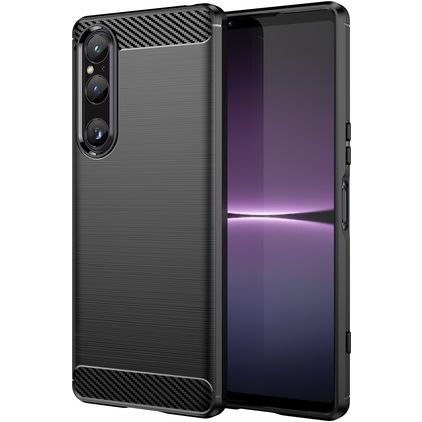 Mobigear Brushed Slim Coque Sony Xperia 1 V Coque arrière en TPU Souple - Noir