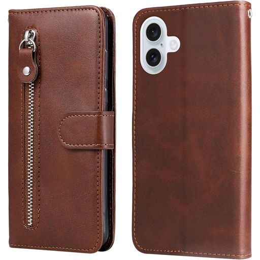 Mobigear Zipper Housse iPhone 17 Etui Porte-Monnaie - Marron