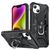 Mobigear Armor Ring Coque iPhone 14 Coque arrière Rigide Anti-Chocs avec Anneau-Support - Noir
