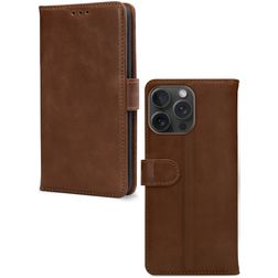 Mobilize Wallet Housse iPhone 15 Pro Max Etui en Cuir Véritable Porte-Monnaie - Marron