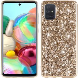 Mobigear Glitter Coque Samsung Galaxy A73 Coque arrière Rigide - Or