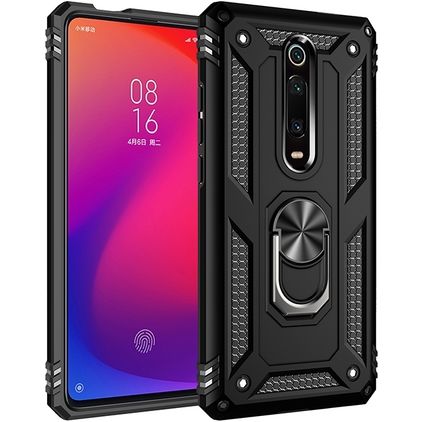 Mobigear Armor Ring Coque Xiaomi Mi 9T Coque arrière Rigide Anti-Chocs avec Anneau-Support - Noir