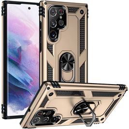 Mobigear Armor Ring Coque Samsung Galaxy S23 Ultra Coque arrière Rigide Anti-Chocs avec Anneau-Support - Or