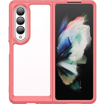 Mobigear Crystal Coque Samsung Galaxy Z Fold 4 Coque arrière Rigide - Transparent / Rouge