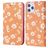 Mobigear Daisies Housse iPhone 12 Pro Max Etui Porte-Monnaie - Orange
